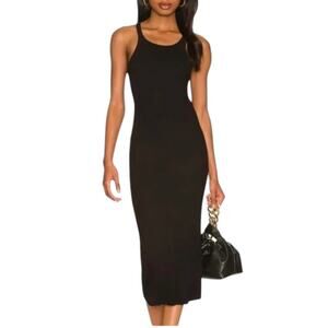 LNA Black Ribbed Sleeveless Rilynn Racerback Cut Out Back Midi Dress Size Medium